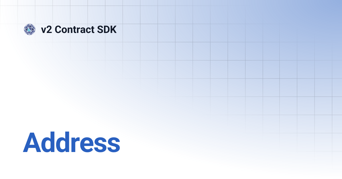 Address | v2 Contract SDK